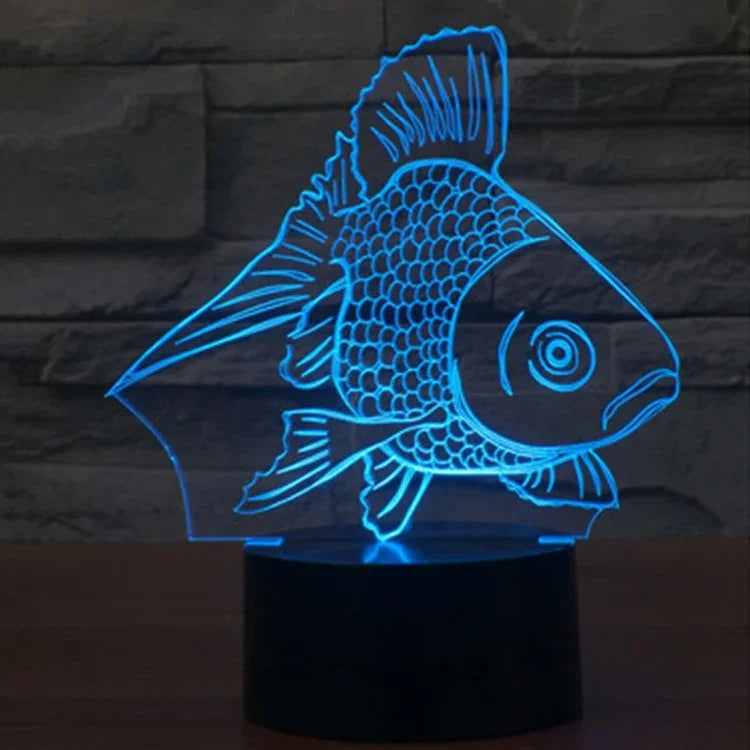 7 Color Discoloration Creative Visual Stereo Lamp Desk Lamp Night Light, Goldfish Style