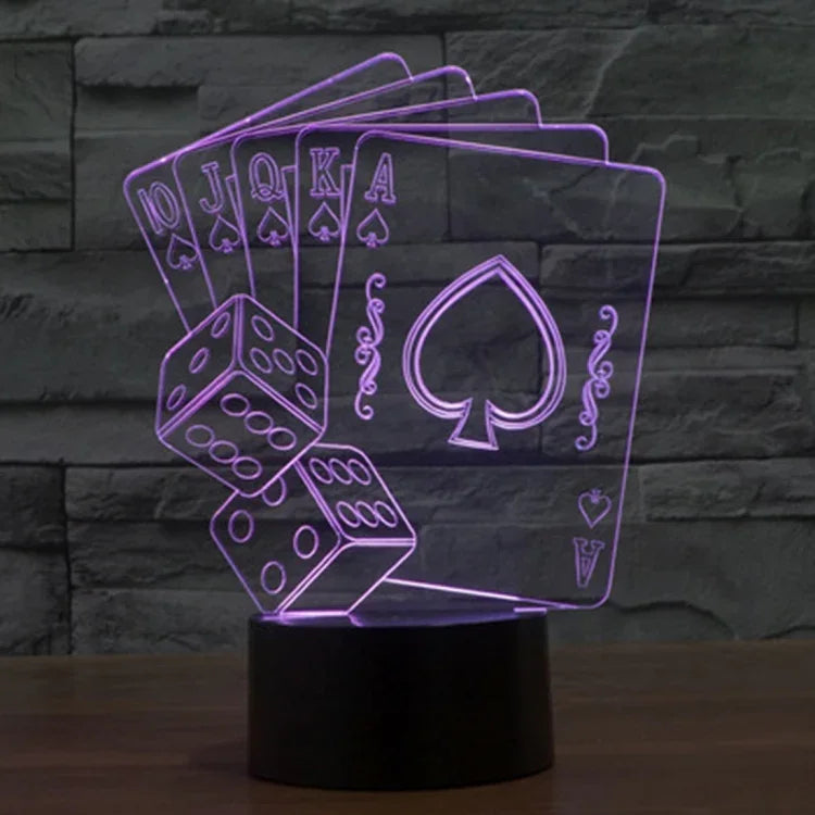 7 Color Discoloration Creative Visual Stereo Lamp Desk Lamp Night Light, Poker Style