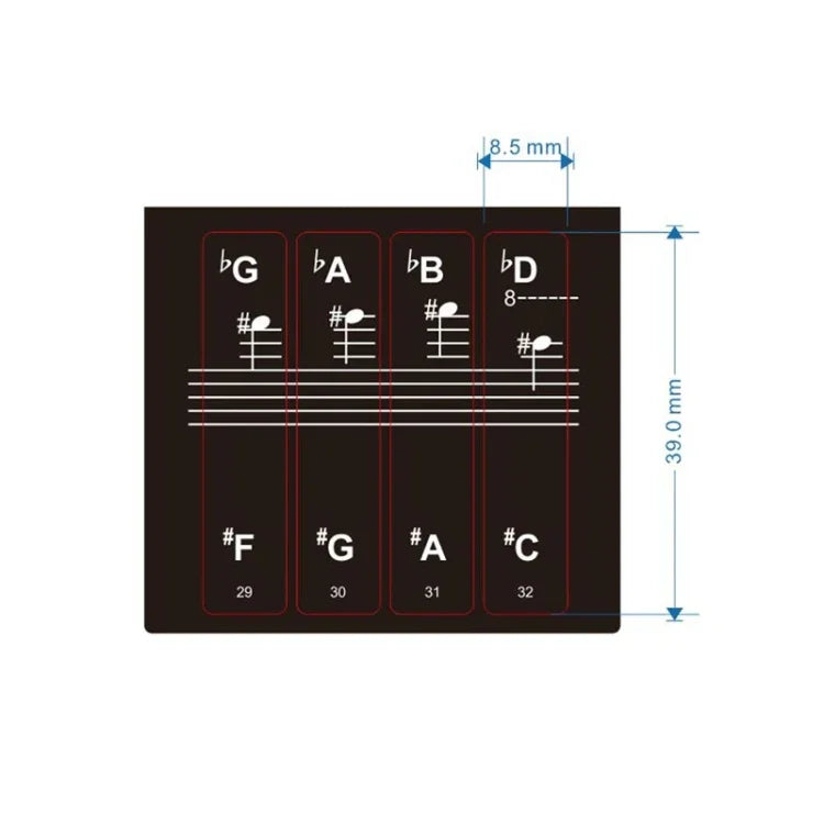 2 PCS 88 / 61 / 54 / 49 Keys Piano Electronic Organ Keyboard Hand Roll Piano Notation Musical Scale Transparent Sticker, 2 PCS Musical Scale Transparent Sticker