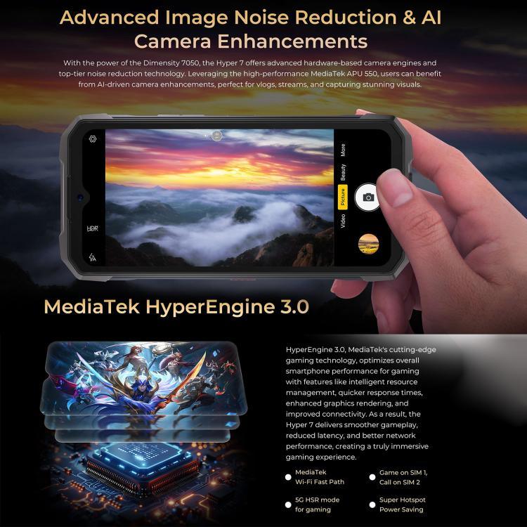 HOTWAV Hyper 7 Rugged Phone, 8GB+256GB, 10800mAh, 6.6 inch Android 14 MediaTek Dimensity 7050 5G, Network: 5G, OTG, NFC