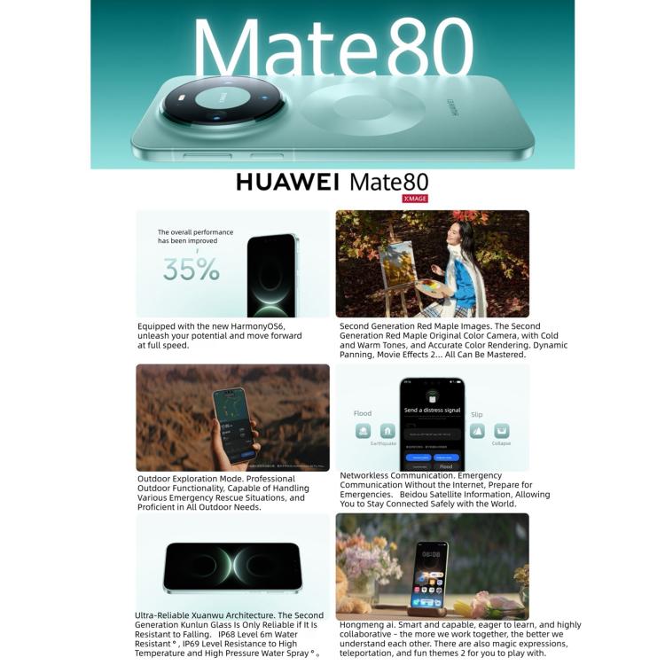 HUAWEI Mate 80, 12GB+512GB, Side Fingerprint Identification, 6.75 inch HarmonyOS 6.0 Kirin 9020, NFC, OTG, Not Support Google Play, 12GB+512GB