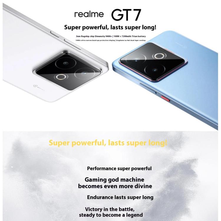 Realme GT7, 12GB+256GB, 6.8 inch Android 15 / Realme UI 6.0 MediaTek Dimensity 9400+ Octa Core, NFC, Network: 5G, Support Google Play, 12GB+256GB