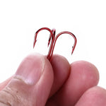 HENGJIA 20 PCS Classic Red High Carbon Steel Fishing Three-jaw Treble Hooks, 6# FH023