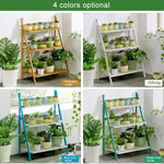 Bamboo 3-Tier Hanging Plant Stand Planter Shelves Flower Pot Storage Rack Folding Display Shelving Plants Shelf, Width: 70cm, 3-Tier Width: 70cm(Apricot), 3-Tier Width: 70cm(Green), 3-Tier Width: 70cm(White)