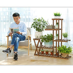 Wooden Plant Flower Display Stand Wood Pot Shelf Storage Rack, without Wheel