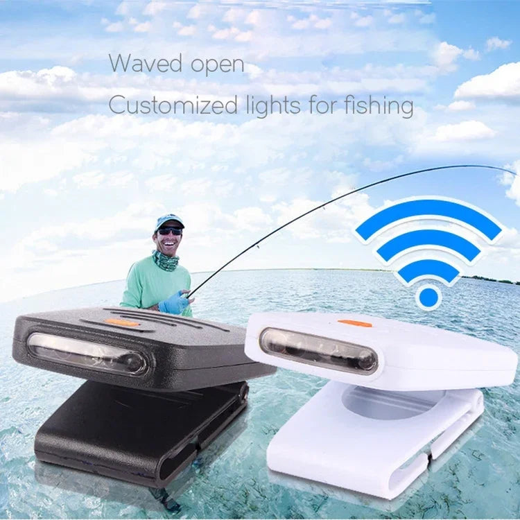 Portable Infrared Sensor LED Rechargeable Clip Hat Cap Lamp Fishing Headlamp for Fishing Camping Hiking