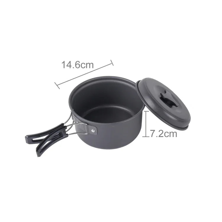 DS-500 Outdoor Camping Ultra Light Weight 15 Piece Cookware Stackable Set for 4-5 People, Size: Large, DS-500 Size: Large