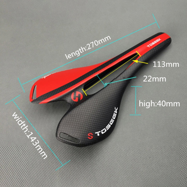 TOSEEK Road Bike Carbon Fiber Seat Bicycle Hollow Seat Saddle, 3K Texture + Extinction, Extinction(Blue), Extinction(Red), Extinction(White), Extinction(Yellow), Extinction(Black), Extinction(Orange), Extinction(Green), Extinction(Grey)