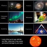 WR852-3 16x/66x70 High Definition High Times Astronomical Telescope with Tripod & Phone Fixing Clip & Moon Filter, 66x70 White + Moon Filter, 66x70 Blue + Moon Filter