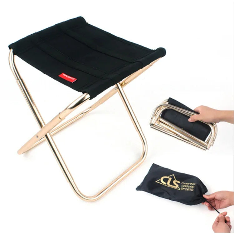 CLS Outdoor Portable Aluminum Alloy Fishing Barbecue Folding Stool, Size: 24.8*22.5*27cm, CLS Folding Stool(Black)