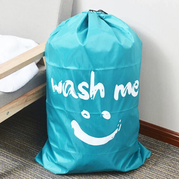 Home Quilt Clothes Travel Nylon Draw Cord Smile Face Pattern Arrange Storage Bag