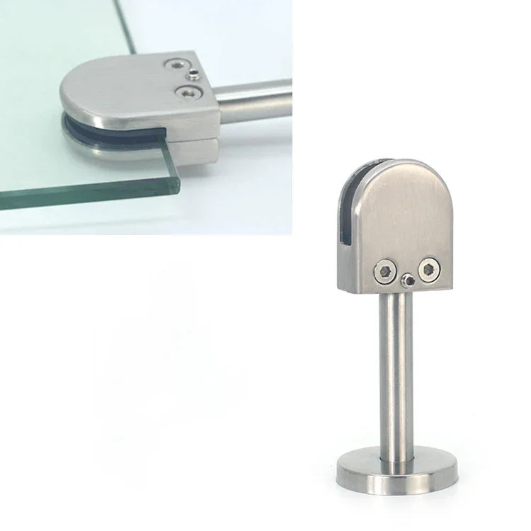 201 Stainless Steel Glass Fish Mouth Support Rod Fixing Clip with 14x100mm Rod, Specification: S, S, with 14x100mm Rod
