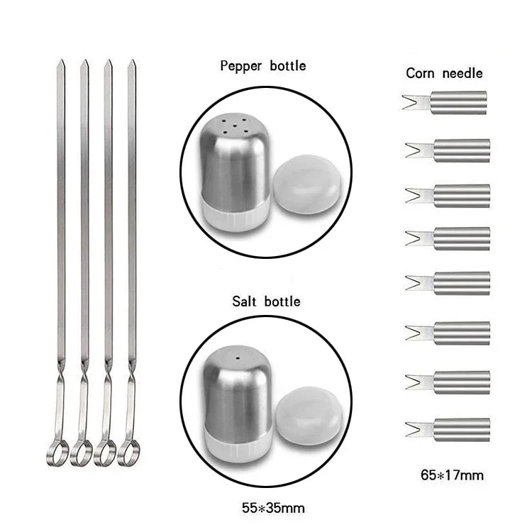 18 in 1 Outdoor Tableware Set Camping Barbecue Tableware Picnic Tool Set with Thermometer, 18 in 1, with Thermometer