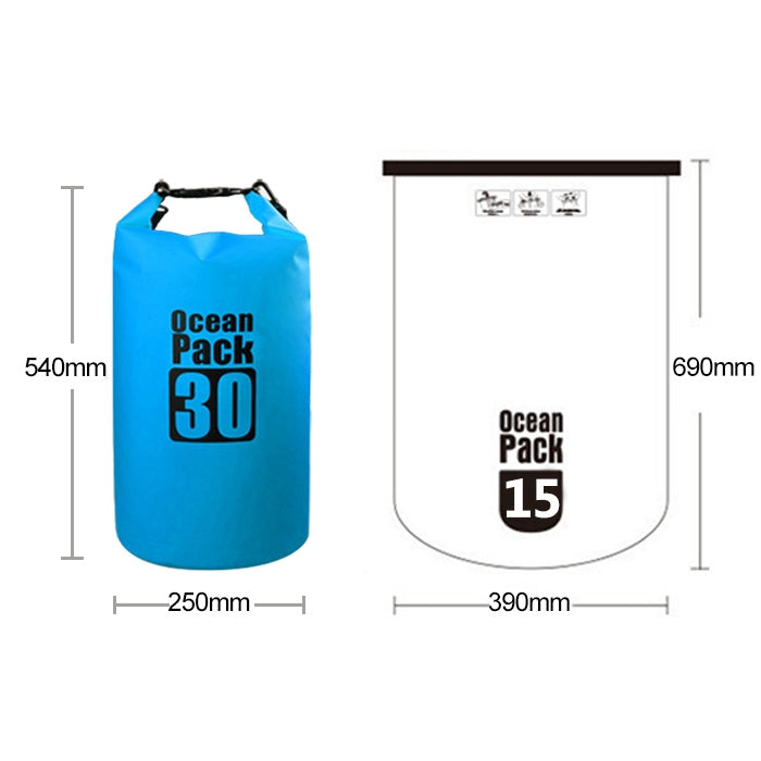 Outdoor Waterproof Double Shoulder Bag Dry Sack PVC Barrel Bag, Capacity: 30L, Capacity: 30L (Sky Blue), Capacity: 30L (Yellow), Capacity: 30L (Black), Capacity: 30L (Dark Blue), Capacity: 30L (Orange), Capacity: 30L (Pink), Capacity: 30L (Green)