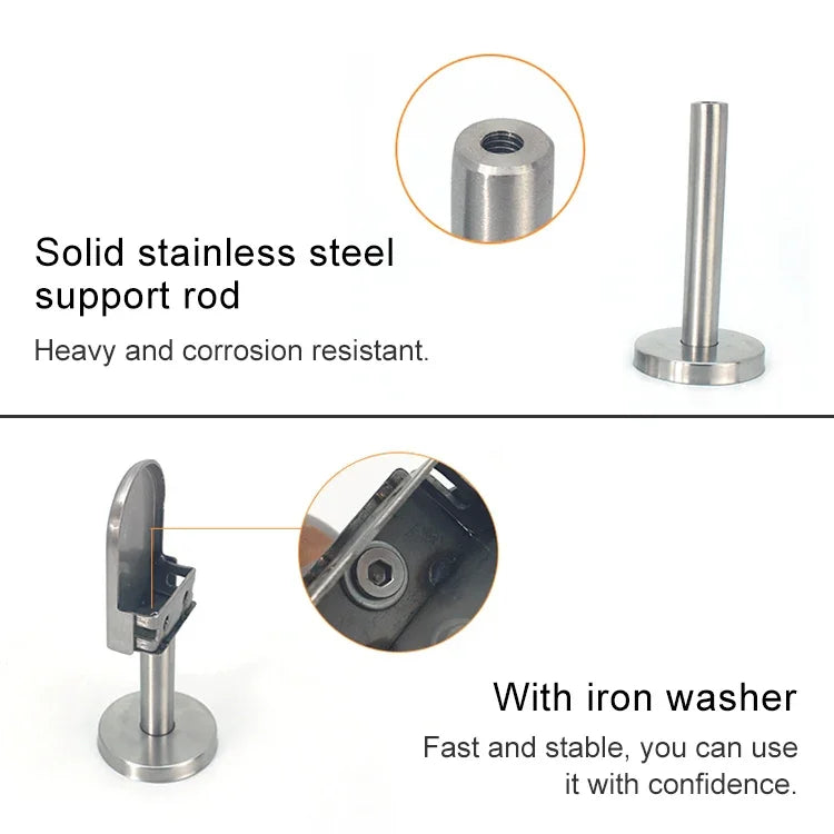 304 Stainless Steel Glass Fish Mouth Support Rod Fixing Clip with 14x40mm Rod, Specification: S, S, with 14x40mm Rod