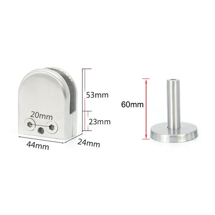 304 Stainless Steel Glass Fish Mouth Support Rod Fixing Clip with 14x60mm Rod, Specification: M, M, with 14x60mm Rod