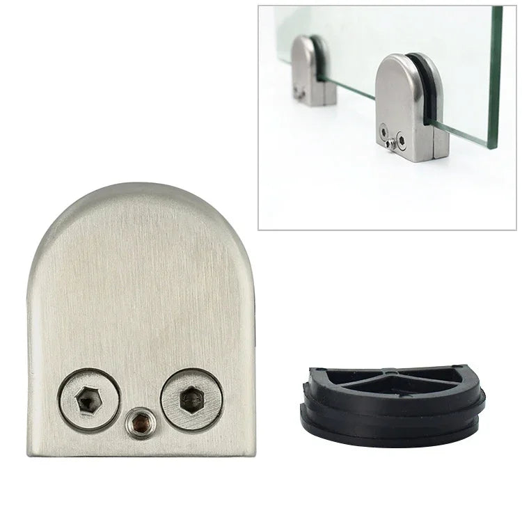 8-12mm Concave Curved Bottom Matte Polished 201 Stainless Steel Fixed Clip Railing Glass Wood Layer Board Clamp Bracket, 8-12mm, Curved Bottom, 201 Stainless Steel