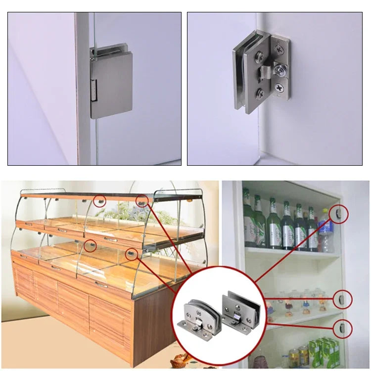 Open Hole Free Brushed Surface Glass Hinge, Size: L, 8-10mm, L