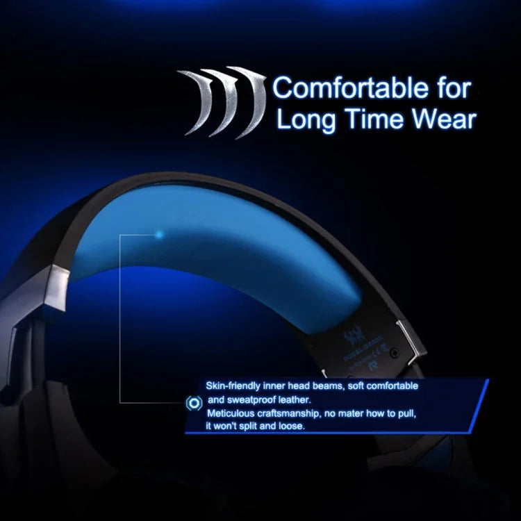KOTION EACH G2000 Over-ear Game Gaming Headphone Headset Earphone Headband with Mic Stereo Bass LED Light for PC Gamer,Cable Length: About 2.2m(White + Red), G2000