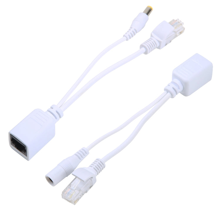 2 in 1 RJ45 POE Injector and Splitter Cable Set with 2.1x 5.5mm Female & Male DC Jack, 2.1x 5.5mm Female