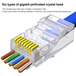 100pcs /Pack Cat5e RJ45 Connector Unshielded Pass Through Modular Plug, Gold: 3u, Cat5e Unshielded Pass Through
