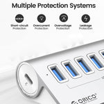ORICO M3U7-G2 Aluminum Alloy 7-Port USB 3.2 Gen2 10Gbps HUB with 1m Cable, M3U7-G2 1m