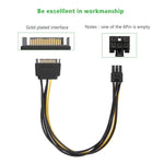 20cm SATA 15 Pin to 6 Pin PCI Express Graphics Video Card Sata Power Cable, SATA 15 Pin to 6 Pin Female