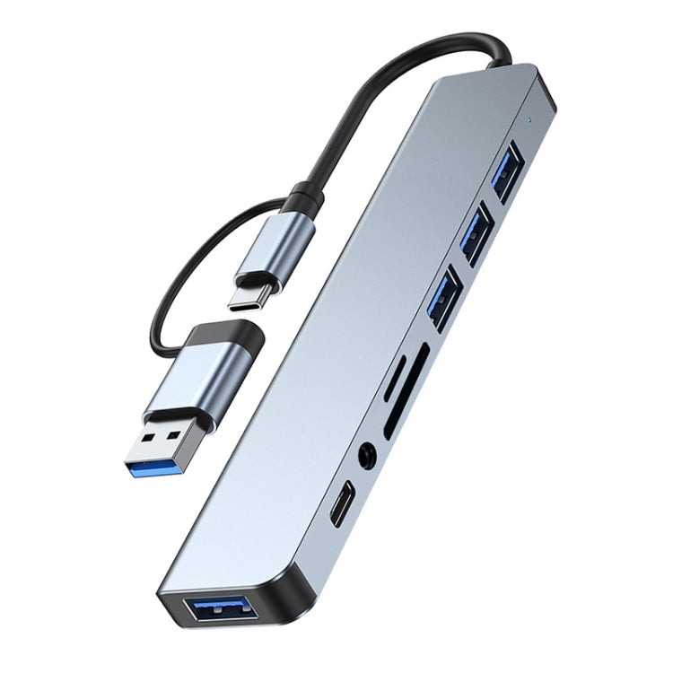 BYL-2218TU 8 in 1 USB + USB-C / Type-C to USB Multifunctional Docking Station HUB Adapter, BYL-2218TU