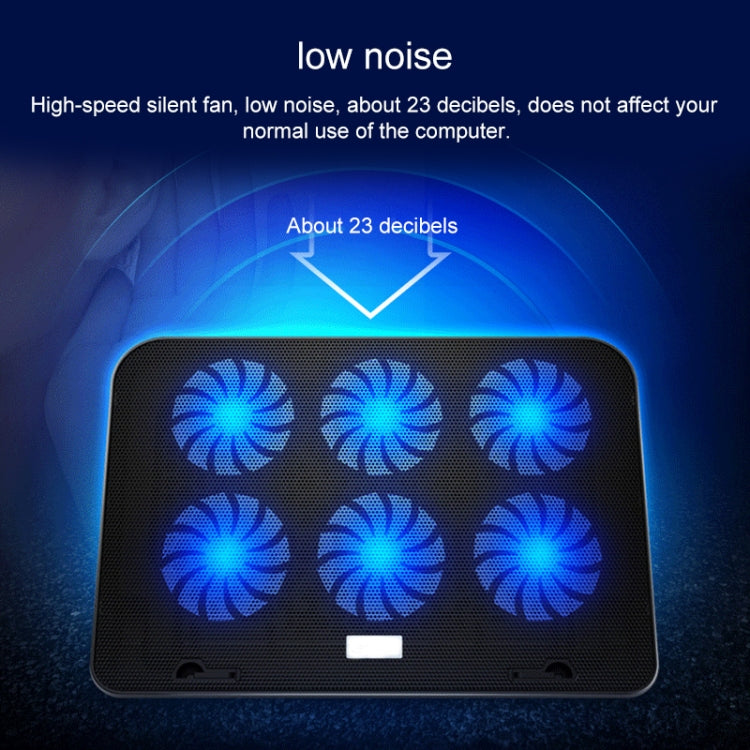 ICE COOREL Notebook Computer Base Silent Six-fan Cooling Holder Heat Sink, Style: Ordinary, Style: Ordinary