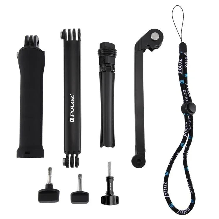 PULUZ 3-Way Grip Foldable Tripod Selfie-stick Extension Monopod for DJI, Insta360, GoPro and Other Action Cameras, Length: 20-58cm, Length: 20-58cm