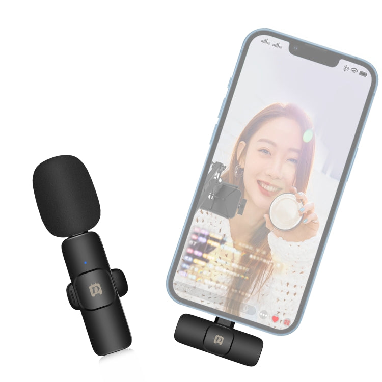 Wireless Lavalier Noise Reduction Reverb Microphone for 8-Pin Device, Support Phone Charging, 8 Pin Wireless Microphone