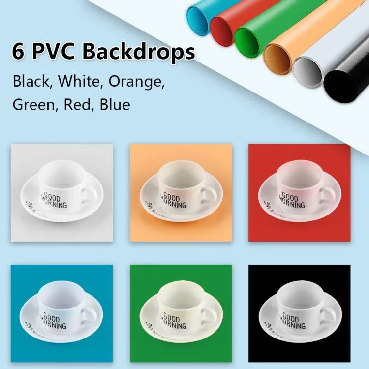 PULUZ 30cm Folding Ring Light Photo Lighting Studio Shooting Tent Box Kit with 6 Colors Black / White / Orange / Red / Green / Blue Backdrops, 30cm Box Black