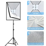 PULUZ 50x70cm Studio Softbox + 2m Tripod Mount + 4 x 220V E27 20W 5700K White Light LED Light Bulb Photography Lighting Kit, 4 x Bulb EU Plug, 4 x Bulb US Plug