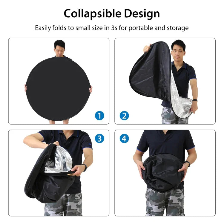 PULUZ 110cm 5 in 1 (Silver / Translucent / Gold / White / Black) Folding Photo Studio Reflector Board, 110cm Reflector