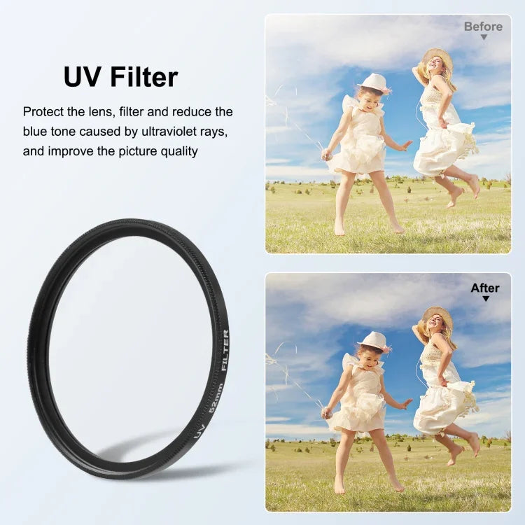 PULUZ 52mm CPL + UV Lens Filter with Adapter Ring for GoPro HERO12 Black /11 Black /11 Black Mini /10 Black /9 Black, CPL + UV Filter