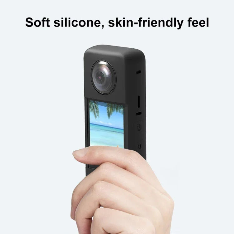 For Insta360 X3 PULUZ Silicone Protective Case with Lens Cover, Silicone Case(Black)