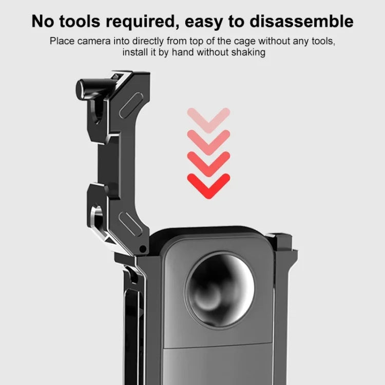 For Insta360 X3 PULUZ Metal Protective Cage Rig Housing Frame with Expand Cold Shoe Base & Tripod Adapter, Metal Cage US Stock, For Insta360 X3