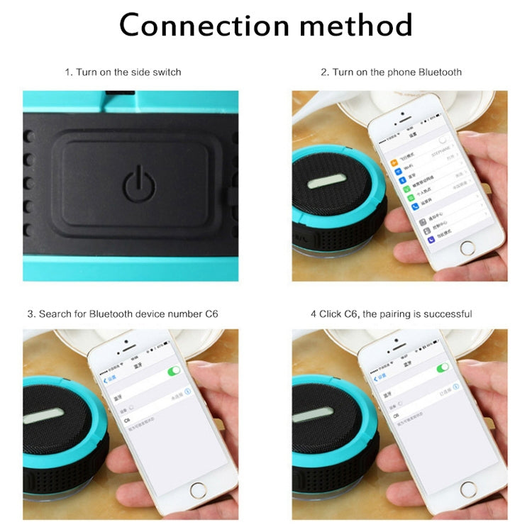 C6 Outdoor Waterproof Bluetooth Speaker with Suction, Support Hands-free Calling