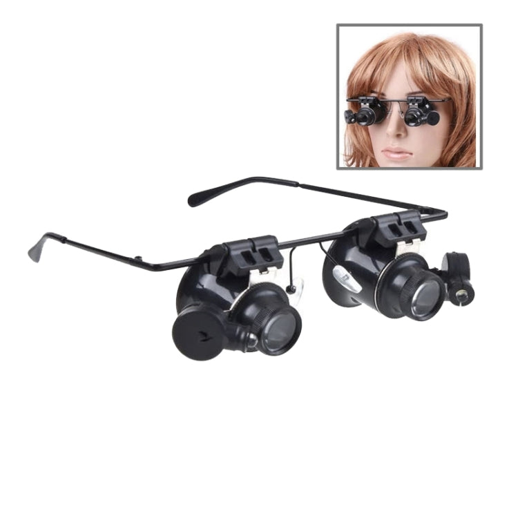 20X Glasses Type Watch Repair Loupe Magnifier with LED Light, Dual