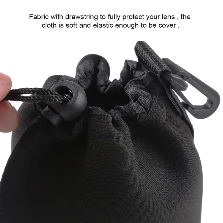 Neoprene SLR Camera Lens Carrying Bag Pouch Bag with Carabiner, Size: 10x22cm, Size: 10x22cm