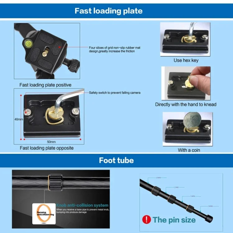 ZOMEI Z688 Portable Professional Travel Magnesium Alloy Material Tripod Monopod with Ball Head for Digital Camera, Z688