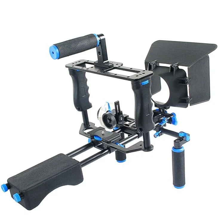 YELANGU YLG1103A-A Dual Handles Camera Shoulder Mount + Camera Cage Stabilizer Kit with Matte Box for DSLR Camera / Video Camera