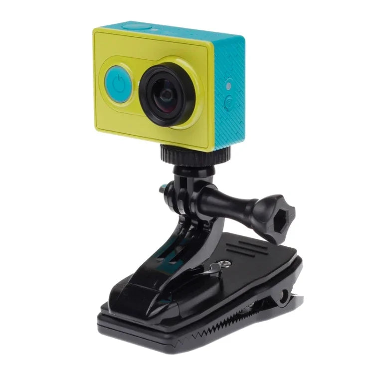 360 Degree Rotation J Shape Backpack Hat Clip Fast Clamp Mount for Xiaomi Yi Sport Camera(XM17), J Shape Backpack