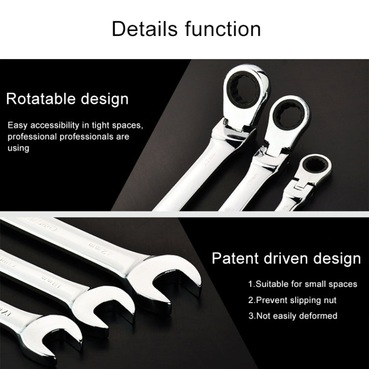 10mm Dual-use Opening Plum Ratcheting Angled Wrench , Length: 16cm, 10mm