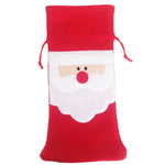 3 PCS Santa Pattern Christmas Dinner Table Decoration Plush Champagne Wine Bottle Bag, Santa Pattern  2
