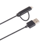 1m MFI 2 in 1 8 pin + Micro USB 2.0 Male to USB Data Sync Charging Cable