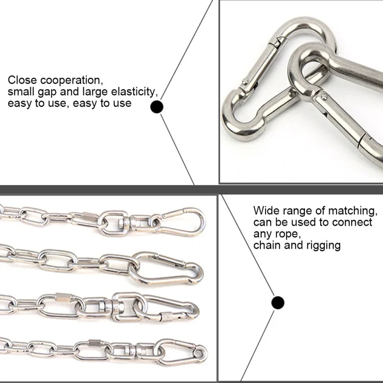 M5 Stainless Steel Carabiner Spring Hook Multi-tool Mountaineering Buckle Lock Camping Hook Rope, Inner Diameter: 4.9mm, M5