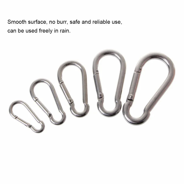M5 Stainless Steel Carabiner Spring Hook Multi-tool Mountaineering Buckle Lock Camping Hook Rope, Inner Diameter: 4.9mm, M5