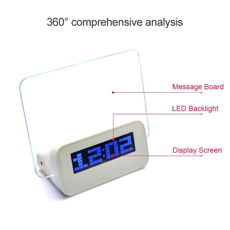 Multifunction LCD Digital Alarm Clock Thermometer + 4-Port USB HUB + Message Board with Blue or Green LCD backlight, USB Message Board
