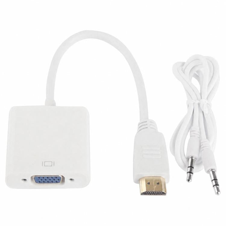 24cm Full HD 1080P HDMI to VGA + Audio Output Cable for Computer / DVD / Digital Set-top Box / Laptop / Mobile Phone / Media Player, Length: 24cm(White)